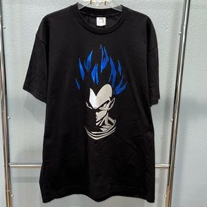 Vtg Y2K‎ Black Dragon Ball Z Vegeta Puff Print T-Shirt Size XL